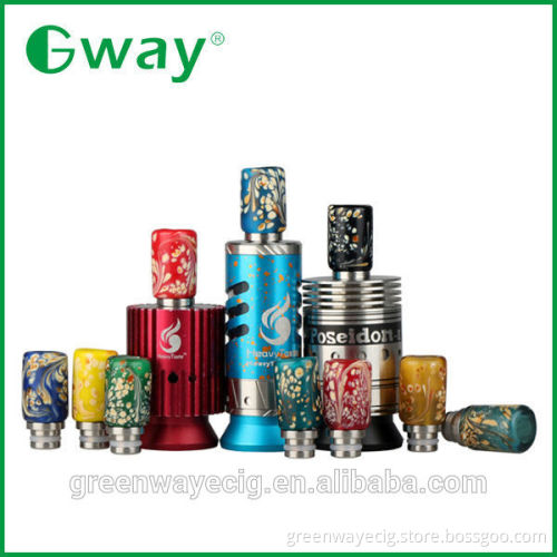 New arrival 510 art glass drip tip flower drip tip with stainless steel base and color flower spot pattern in stock